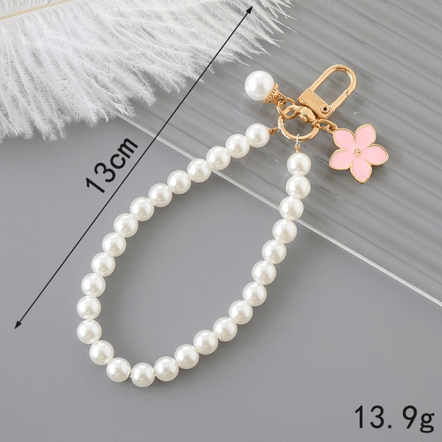 Porte-clés ou pendentif de sac fleur rose