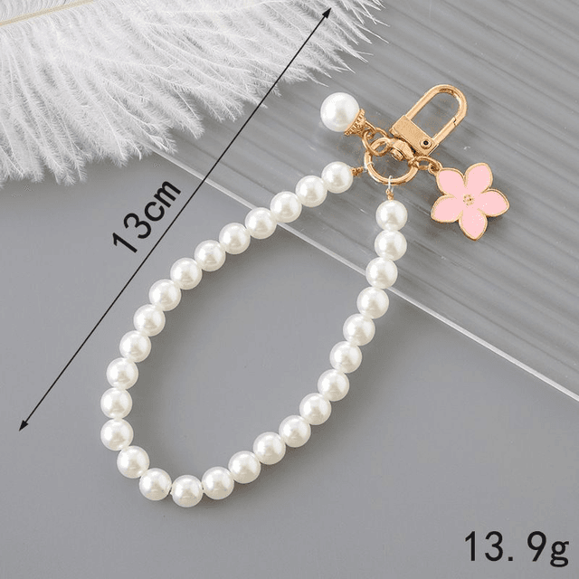 Porte-clés ou pendentif de sac fleur rose