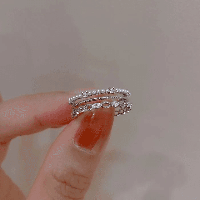 Bague tendance ajustable : couleur argent